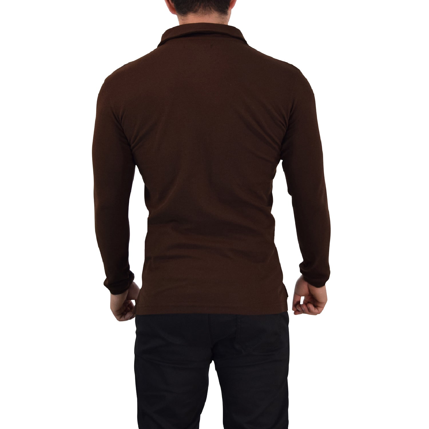 Zipped Polo Manga Larga Full Brown
