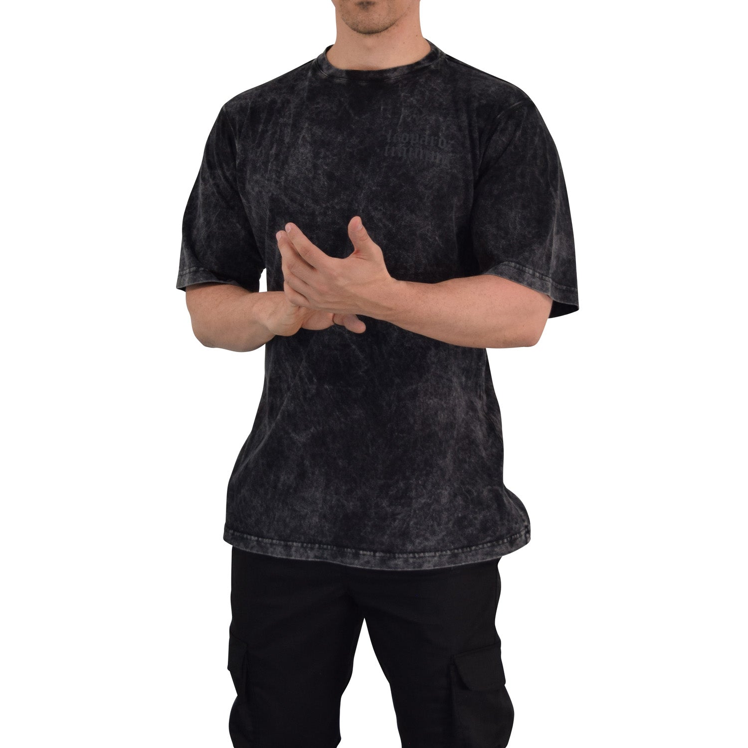 Playera Oversized Iconic Acid Wash Black