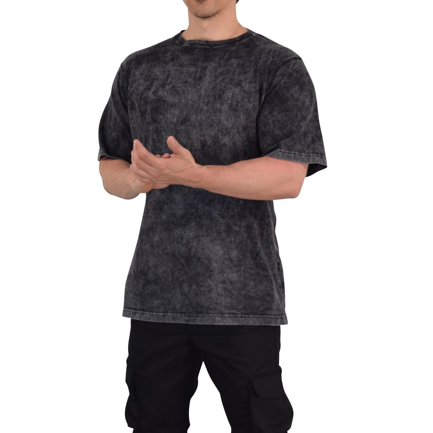 Playera Oversized Iconic Acid Wash Black Anchor