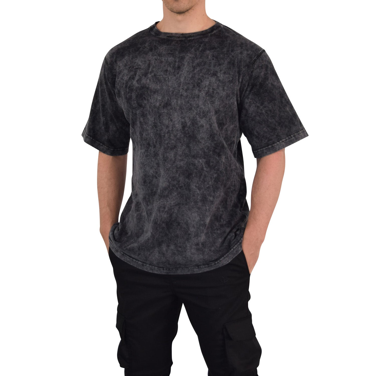 Playera Oversized Iconic Acid Wash Black Anchor