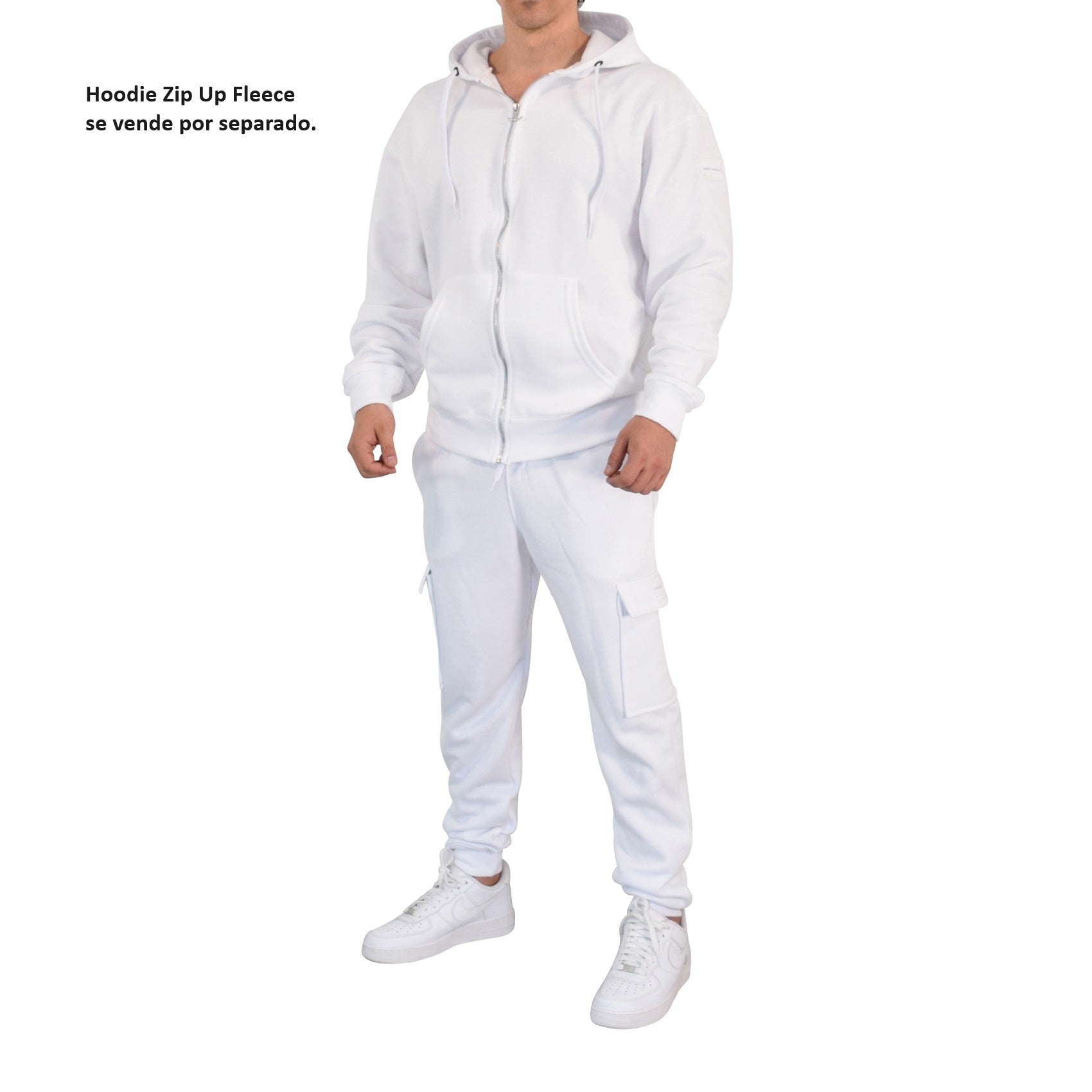 Fleece Cargo Jogger White