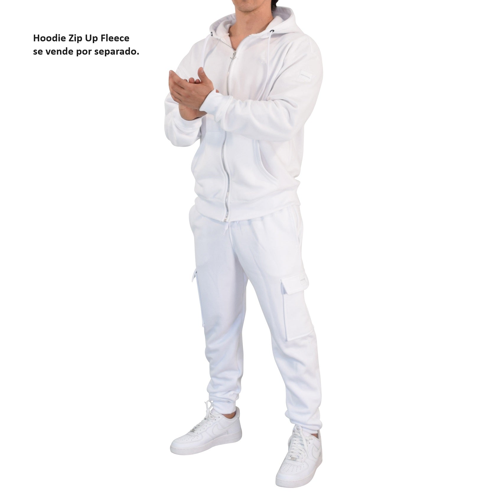 Fleece Cargo Jogger White