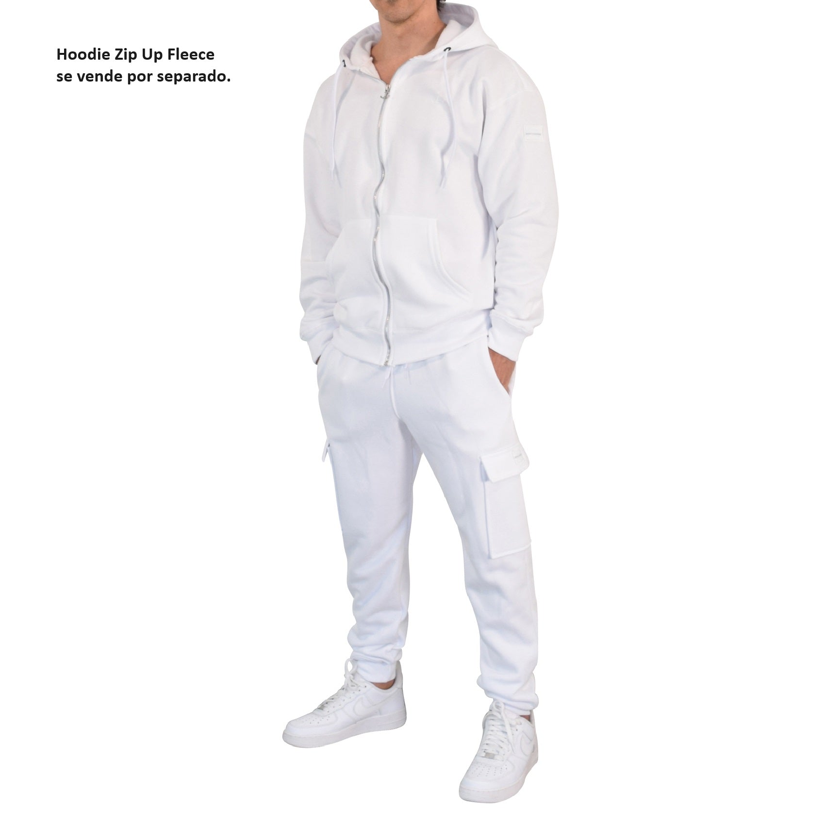 Fleece Cargo Jogger White