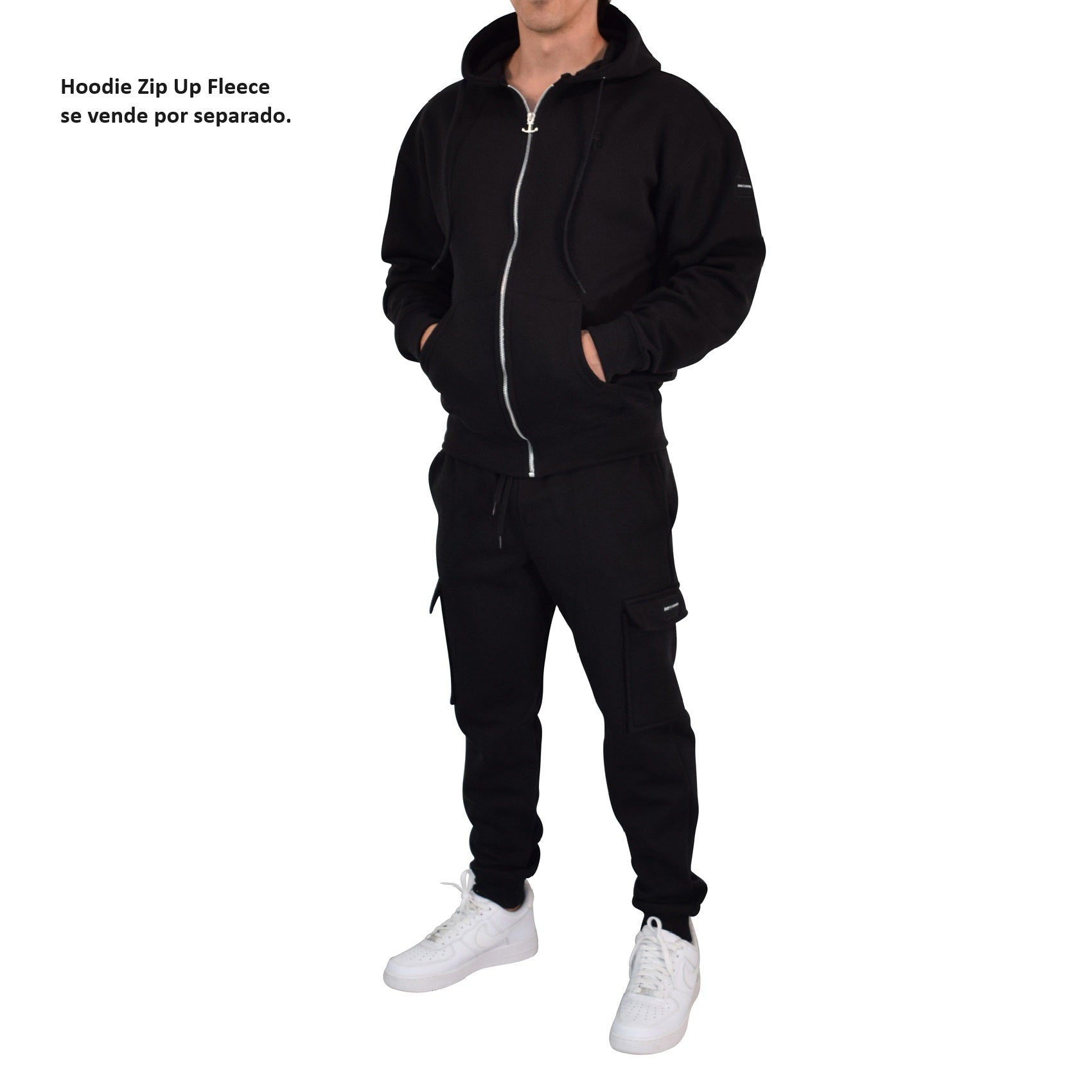 Fleece Cargo Jogger Black
