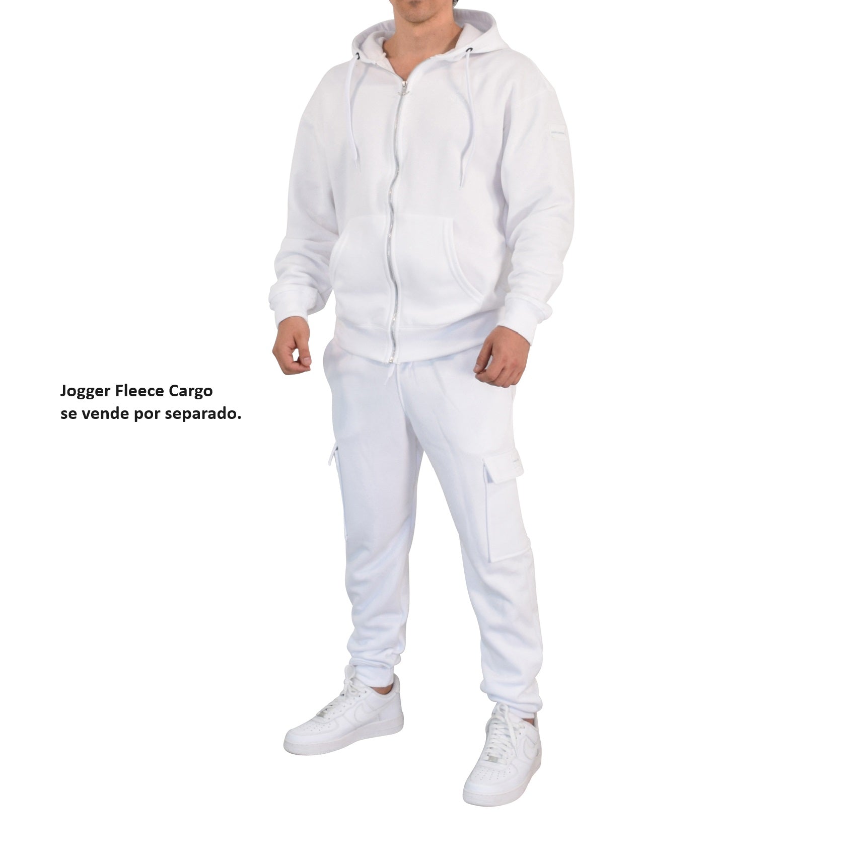 Fleece Zip Up Hoodie White