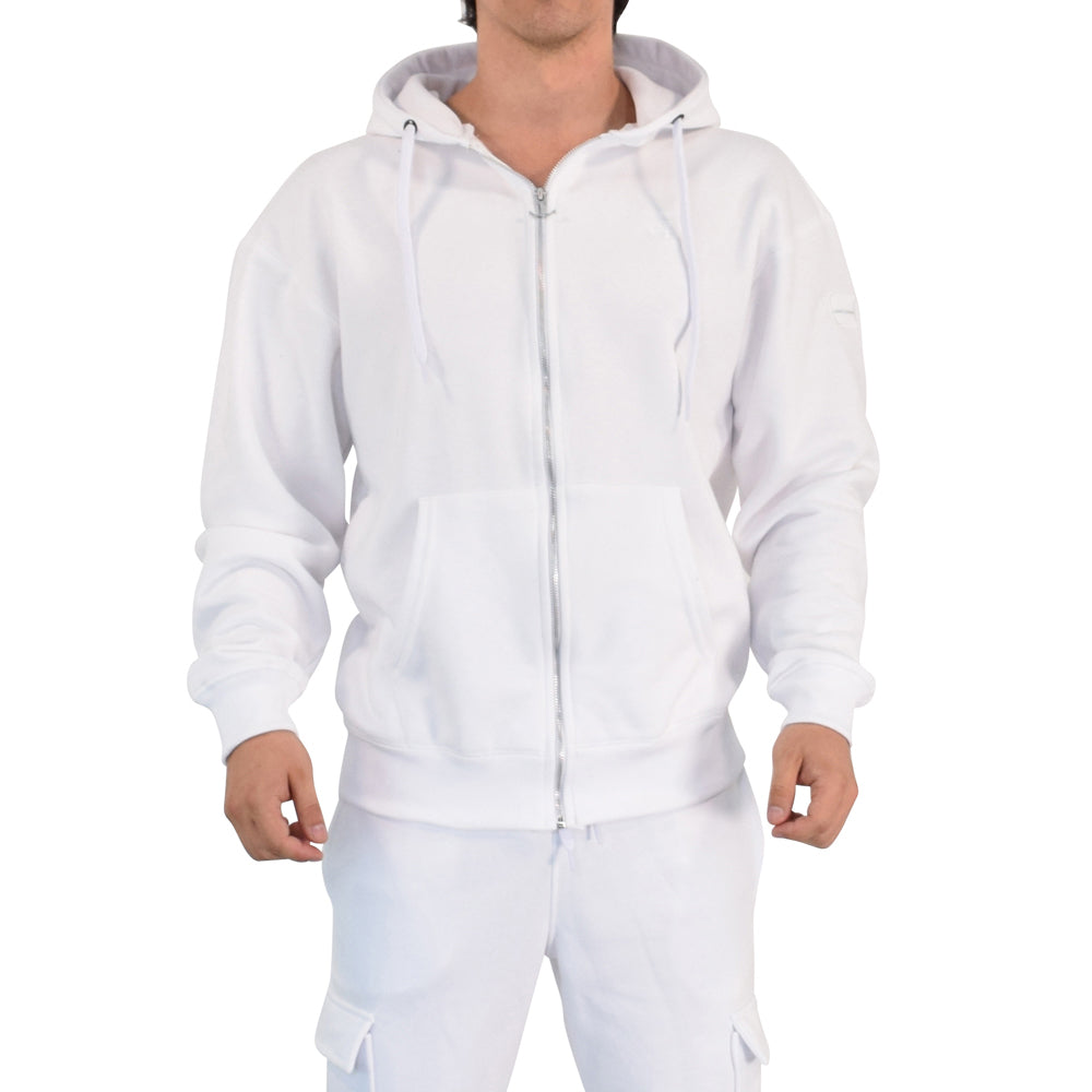 Fleece Zip Up Hoodie White