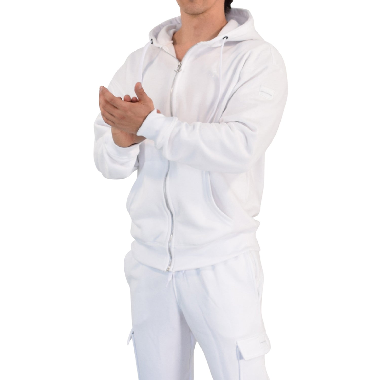 Fleece Zip Up Hoodie White