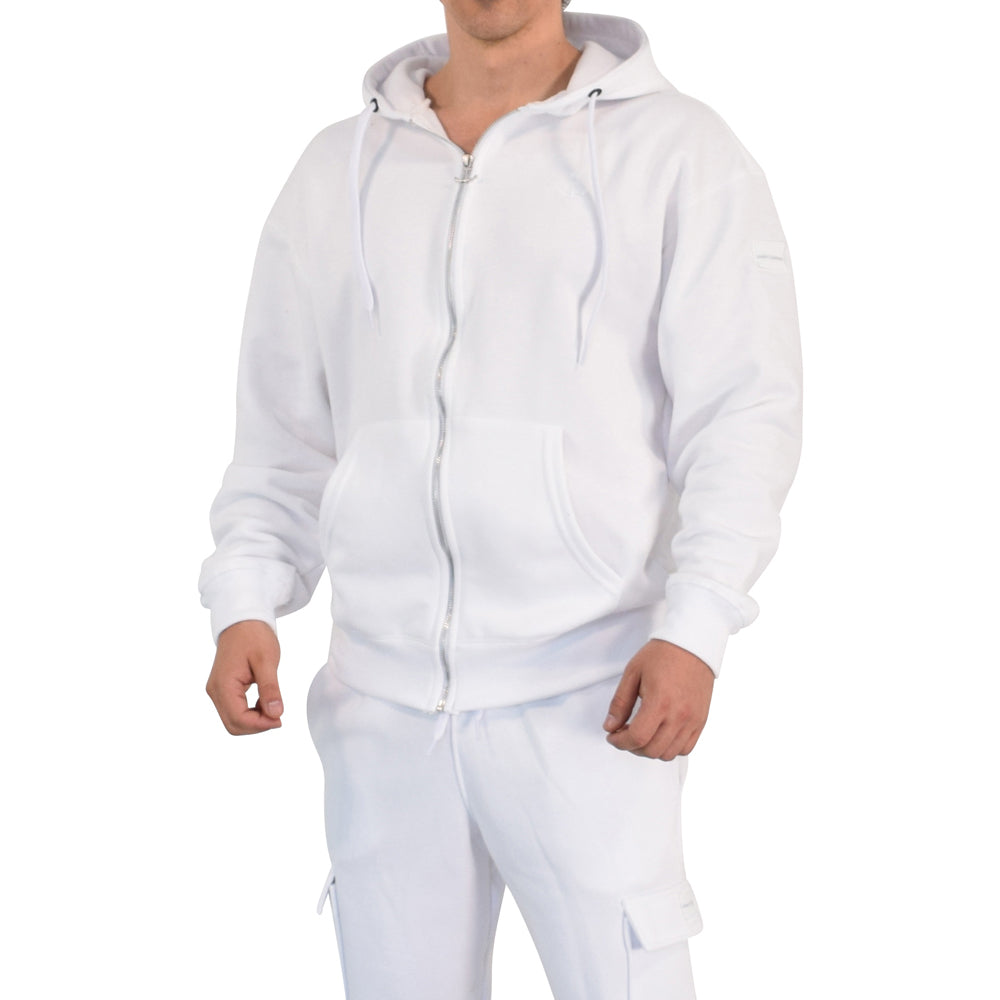 Fleece Zip Up Hoodie White