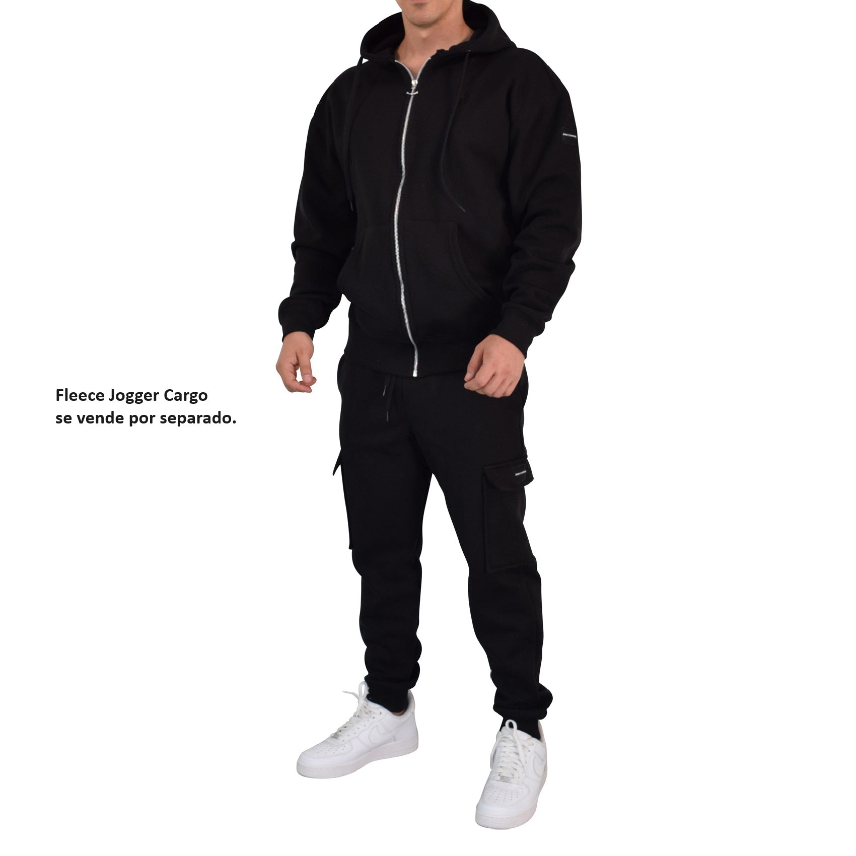 Fleece Zip Up Hoodie Black