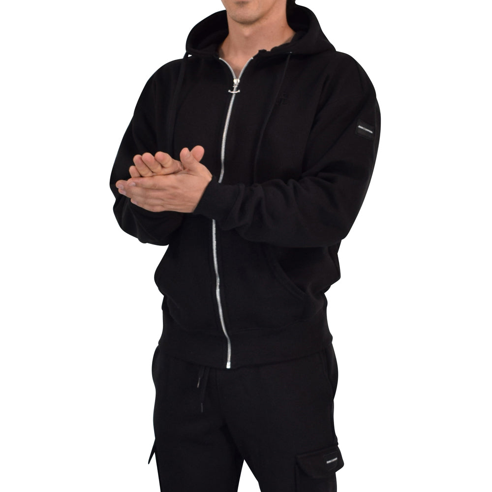 Fleece Zip Up Hoodie Black