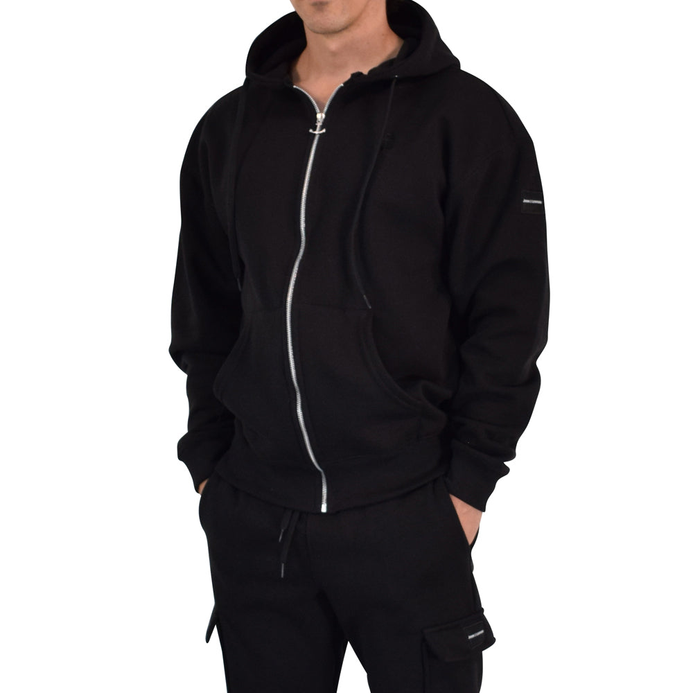 Fleece Zip Up Hoodie Black