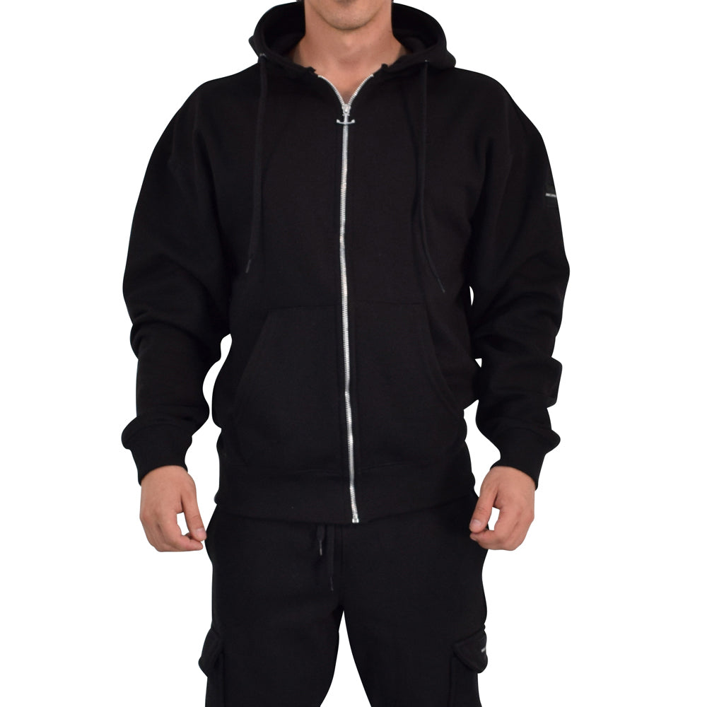 Fleece Zip Up Hoodie Black