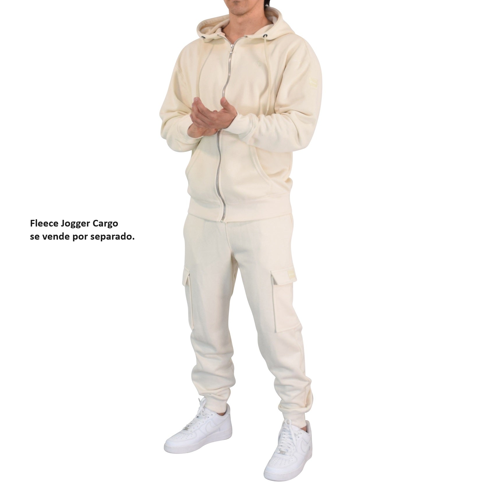 Fleece Zip Up Hoodie Sand