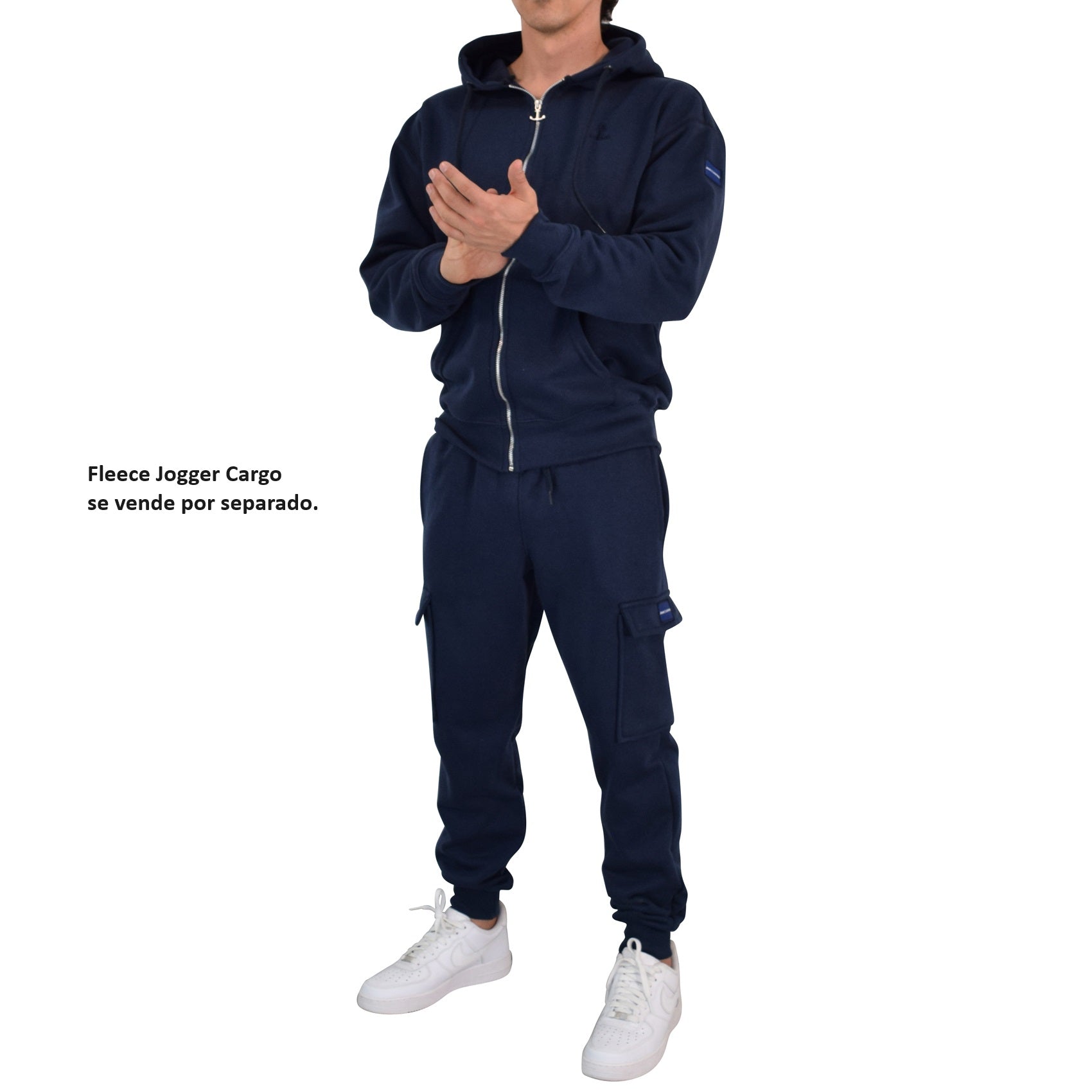 Fleece Zip Up Hoodie Navy