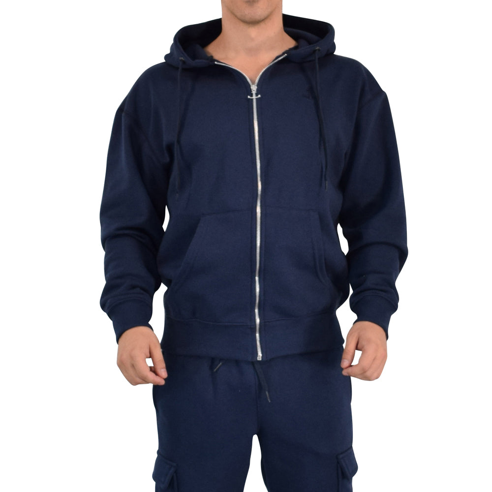 Fleece Zip Up Hoodie Navy