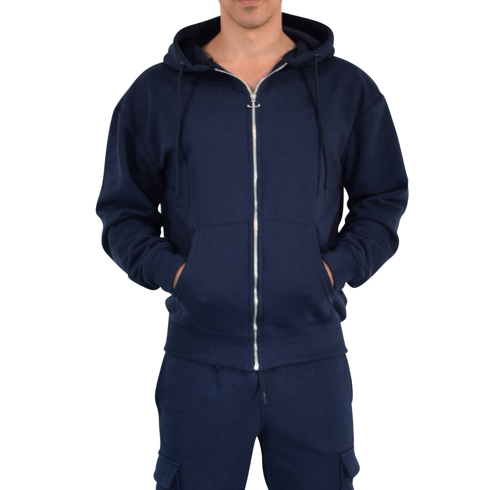 Fleece Zip Up Hoodie Navy