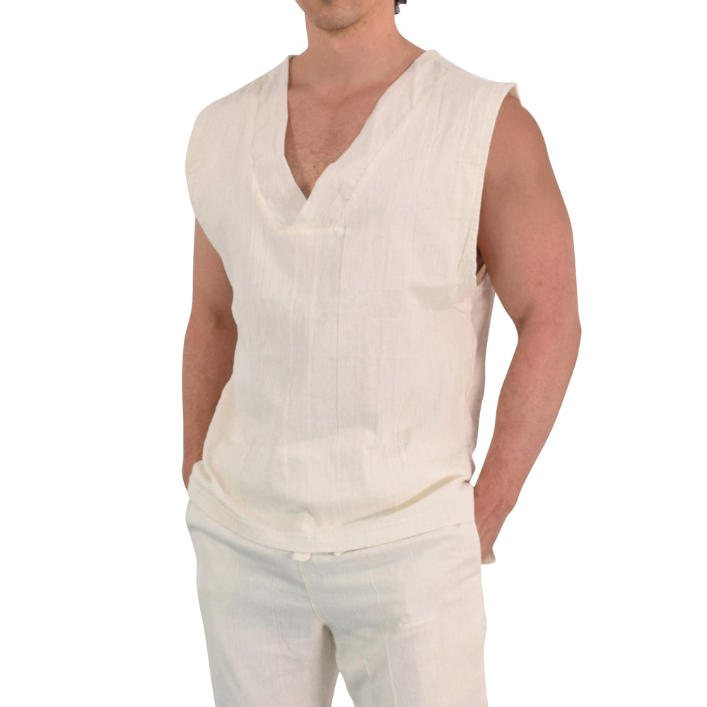 Moon Prayer Cotton Tank Raw White