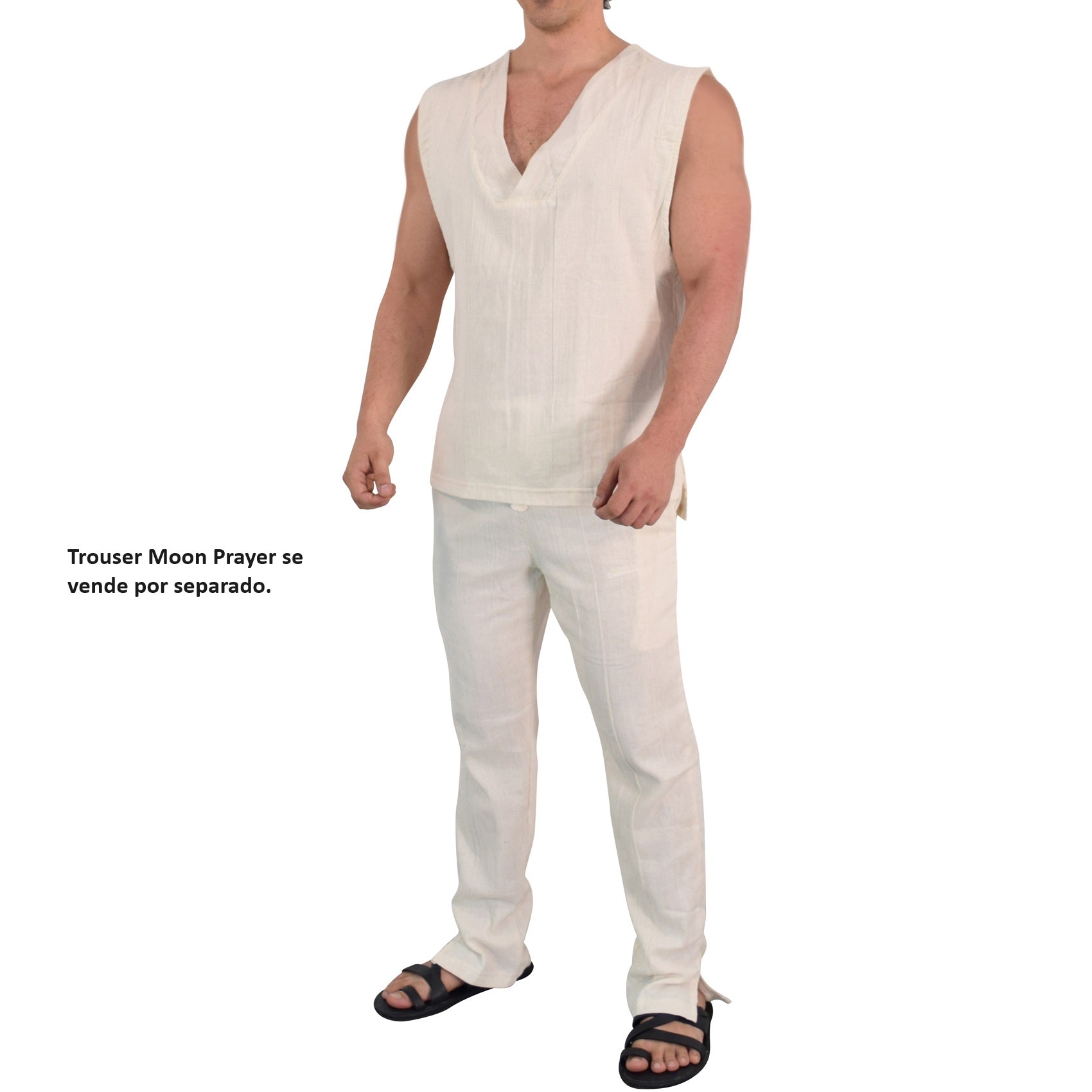 Moon Prayer Cotton Tank Raw White