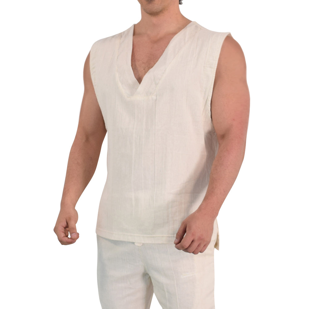 Moon Prayer Cotton Tank Raw White