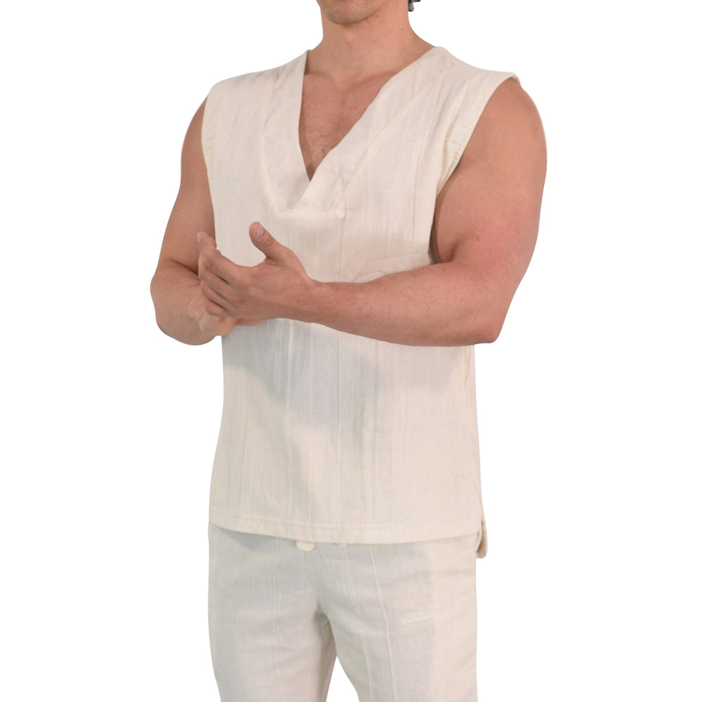 Moon Prayer Cotton Tank Raw White