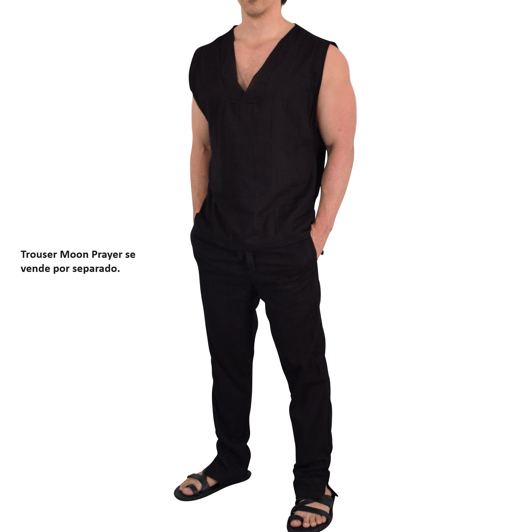 Moon Prayer Cotton Tank Dark Black