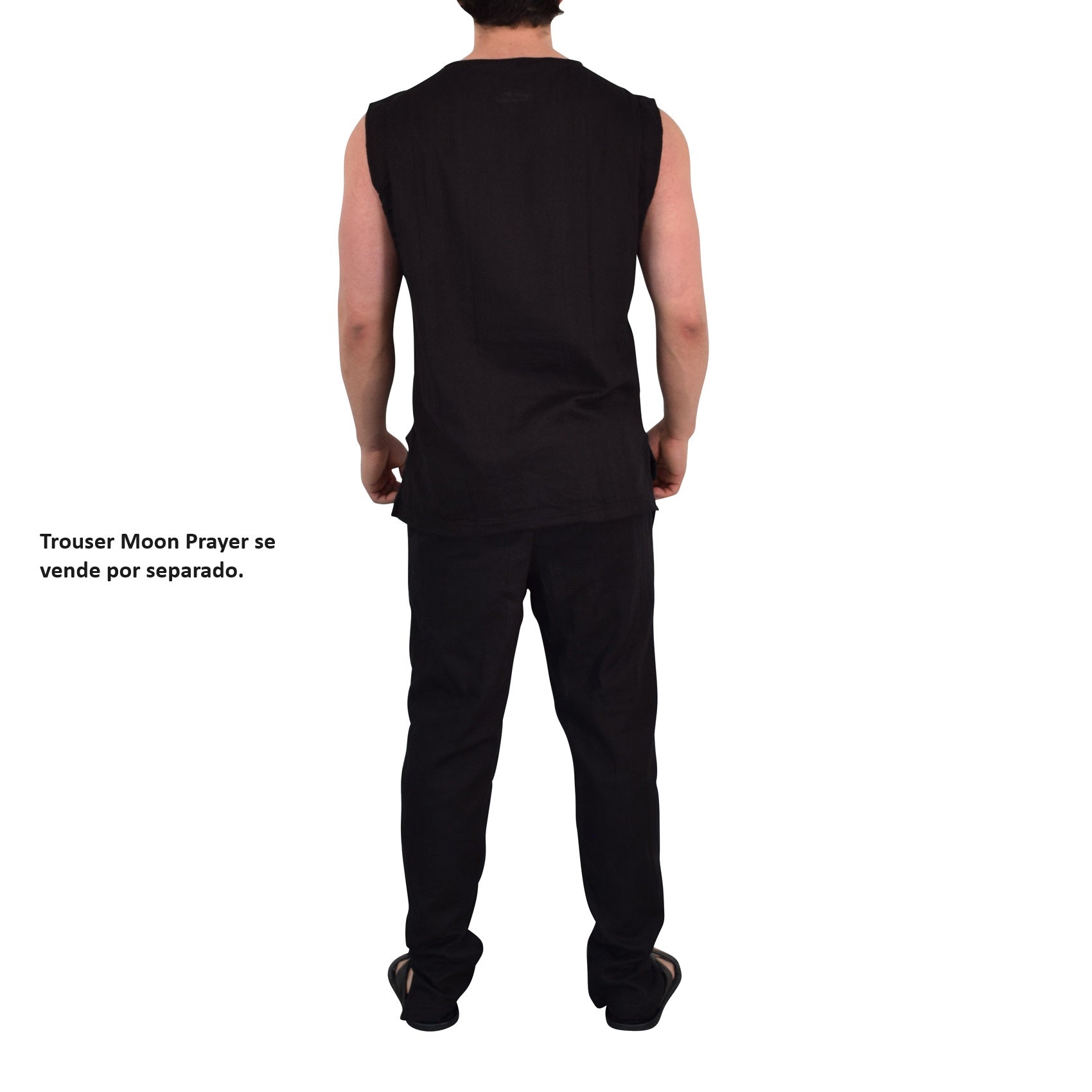 Moon Prayer Cotton Tank Dark Black