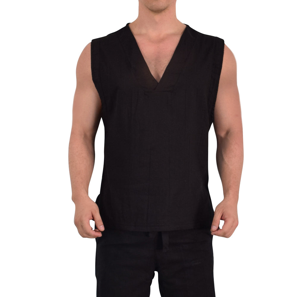 Moon Prayer Cotton Tank Dark Black