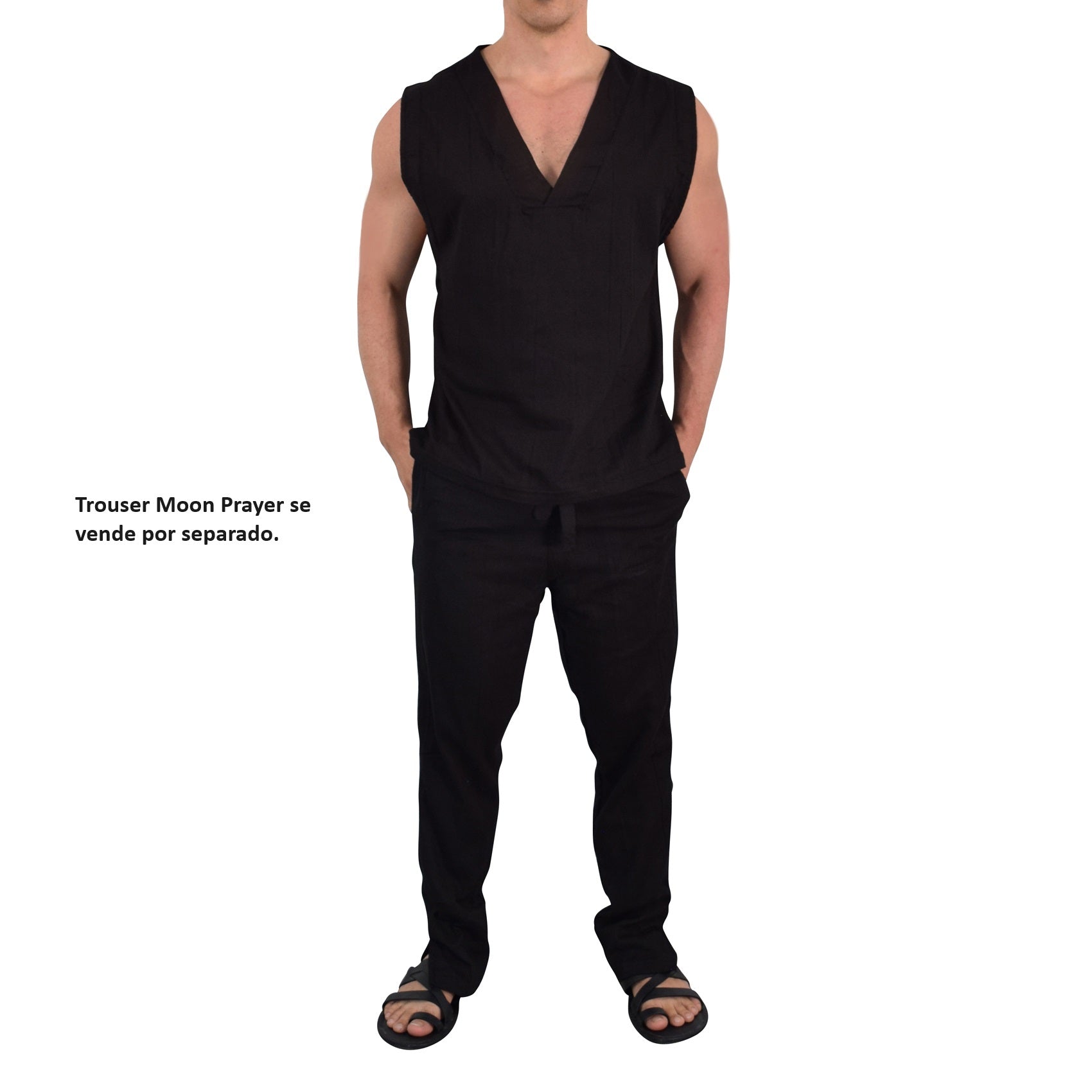 Moon Prayer Cotton Tank Dark Black