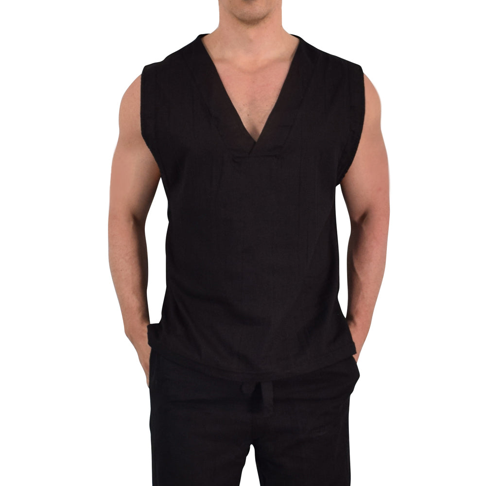 Moon Prayer Cotton Tank Dark Black