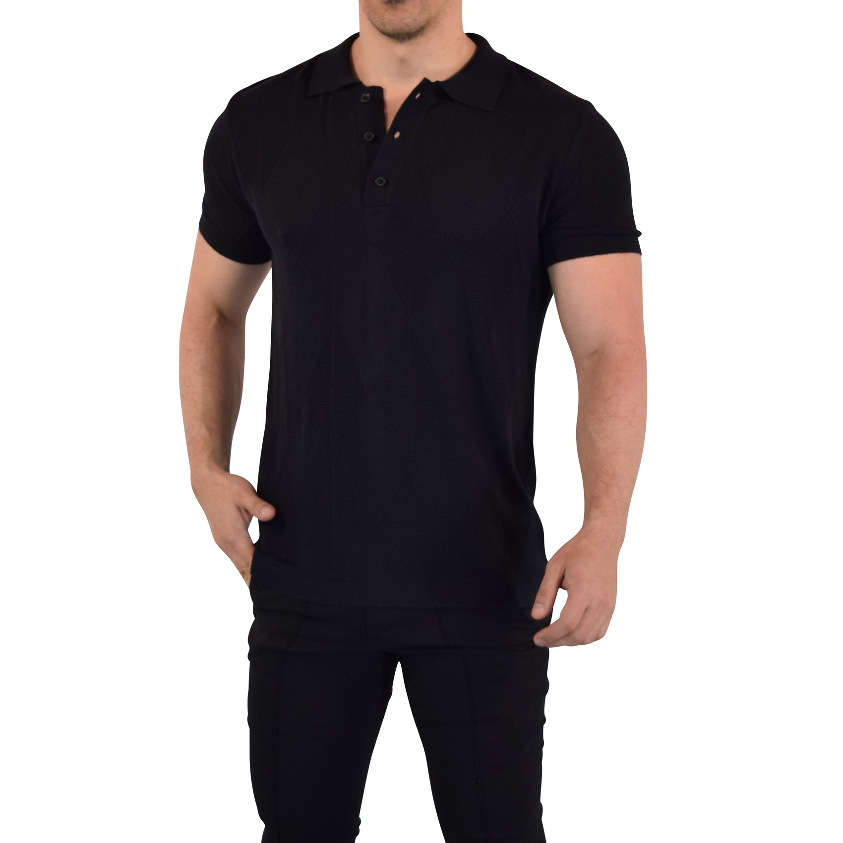 Zipped Short Sleeve Polo Full Black