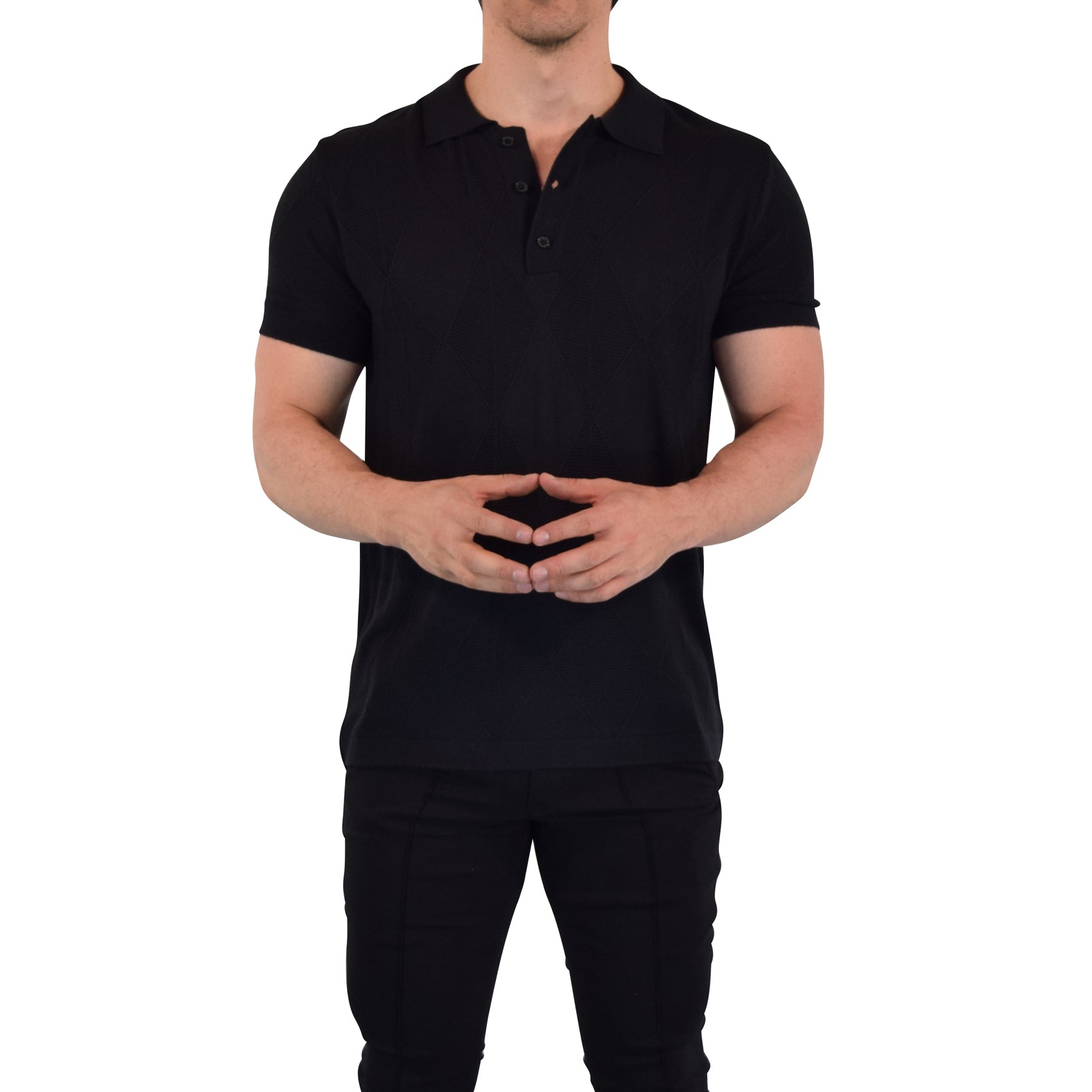 Zipped Short Sleeve Polo Full Black