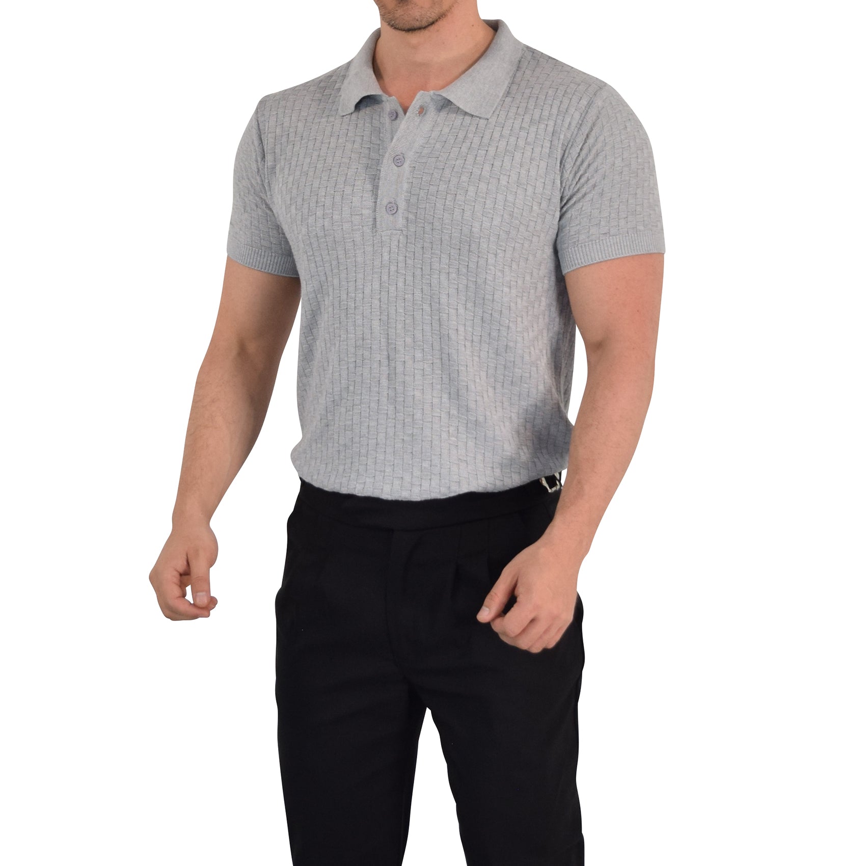 Knitted Connery Polo Light Gray