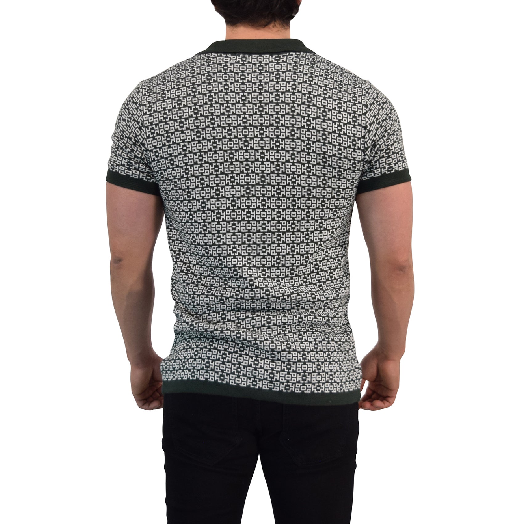 Camisa Knitted Unwind Jungle Green Contrast Manga Corta