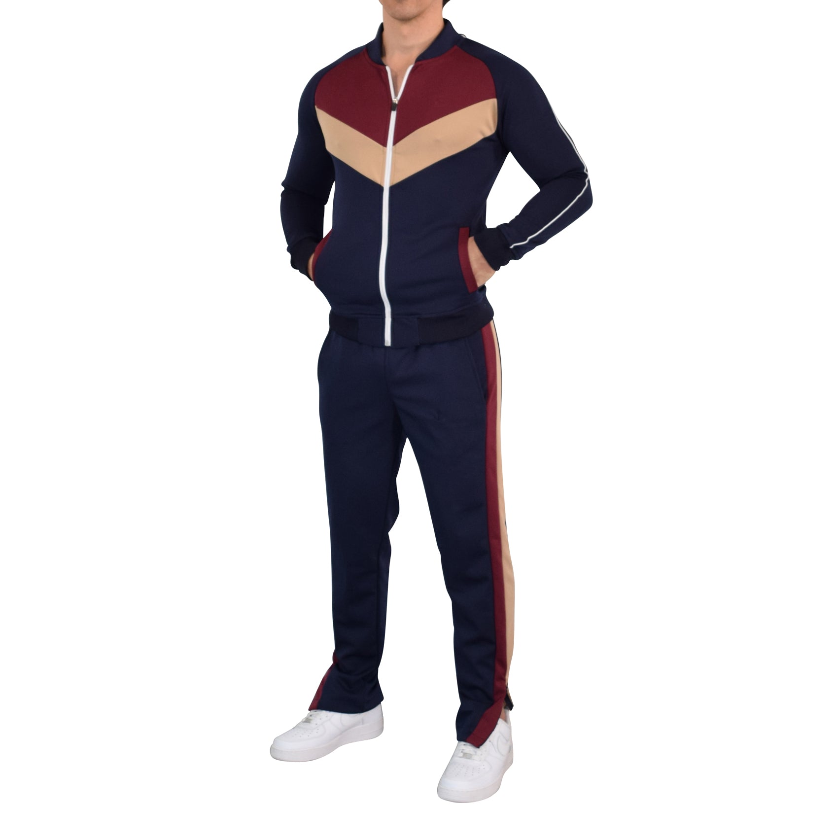 Montecarlo Tracksuit Navy Burgundy Sand