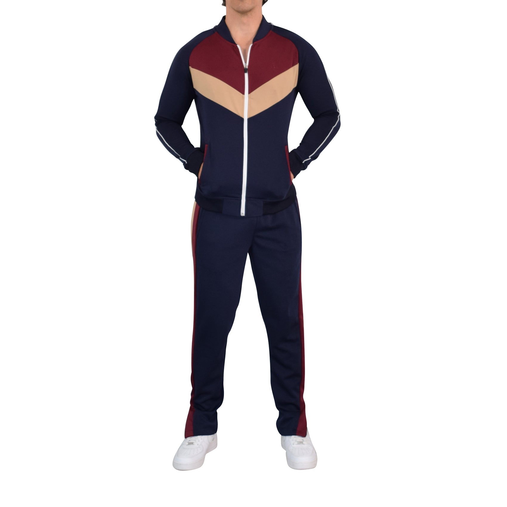 Montecarlo Tracksuit Navy Burgundy Sand