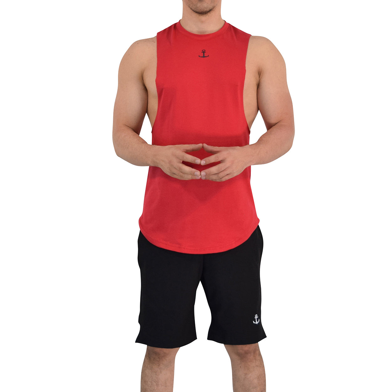 Gym Sleeveless Tee Wine Logo Stripes Black