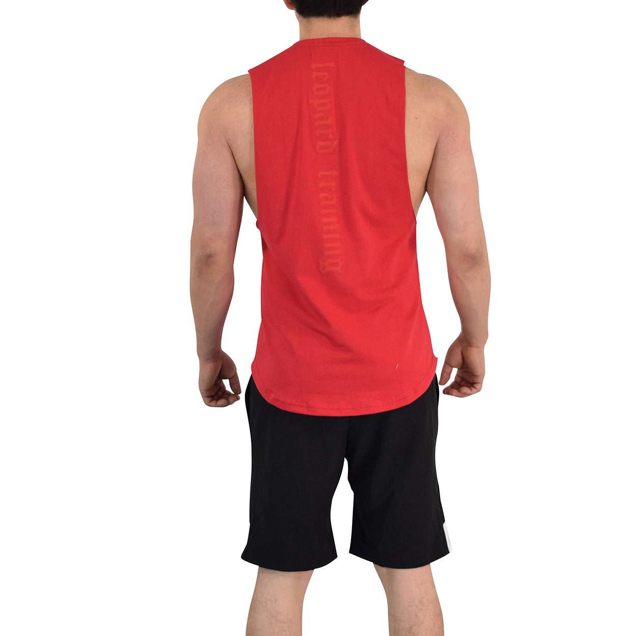 Gym Sleeveless Tee Wine Logo Stripes Black