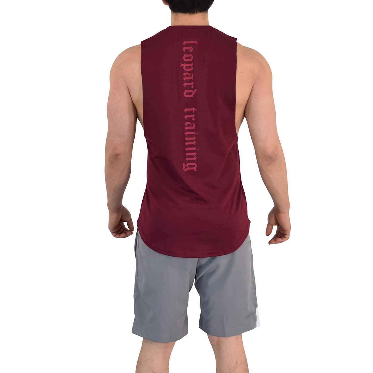 Gym Sleeveless Tee Wine Logo Stripes Black