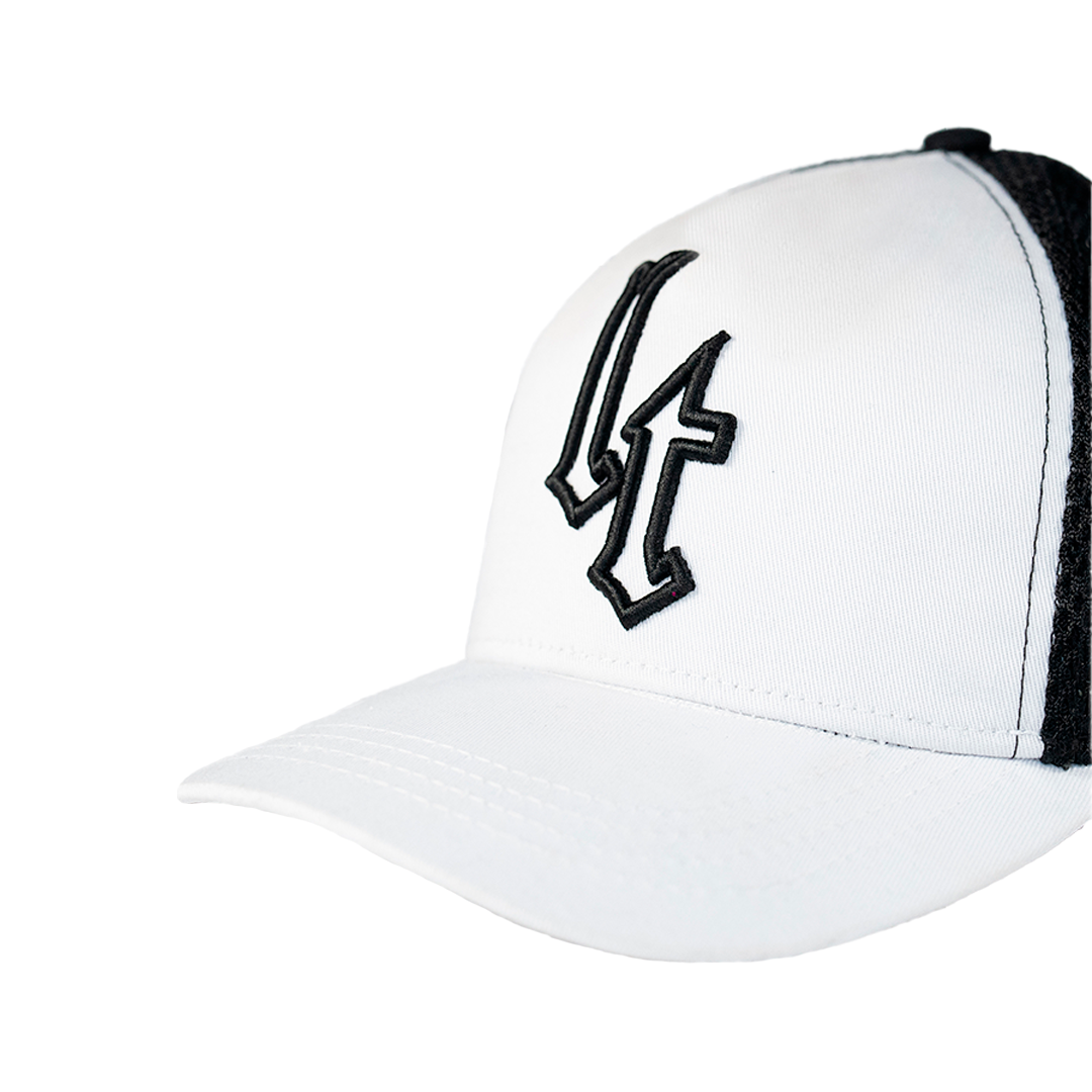 Embroidery Emblem Trucker Cap White