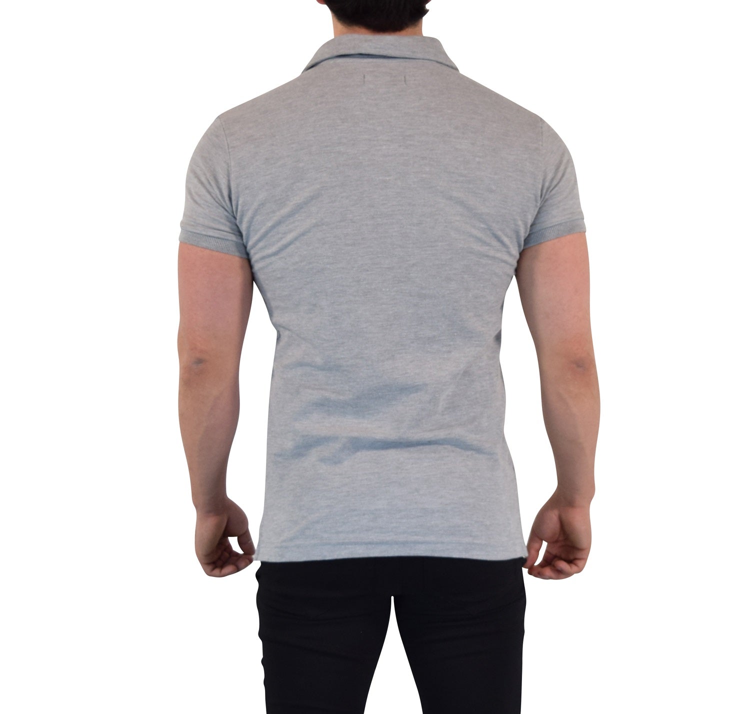 Anchor Zipper Polo Shirt Light Gray