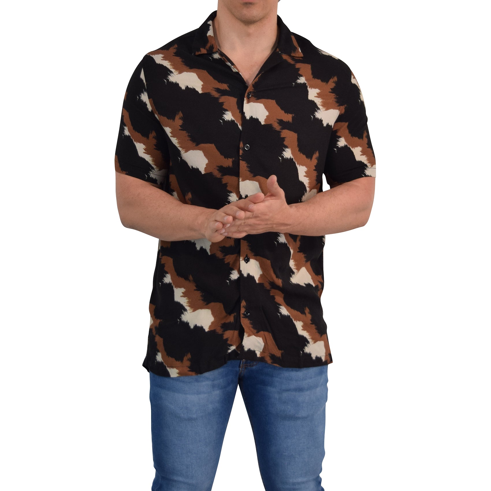 Camisa Resort Manga Corta Relaxed Fit Brushed Brown