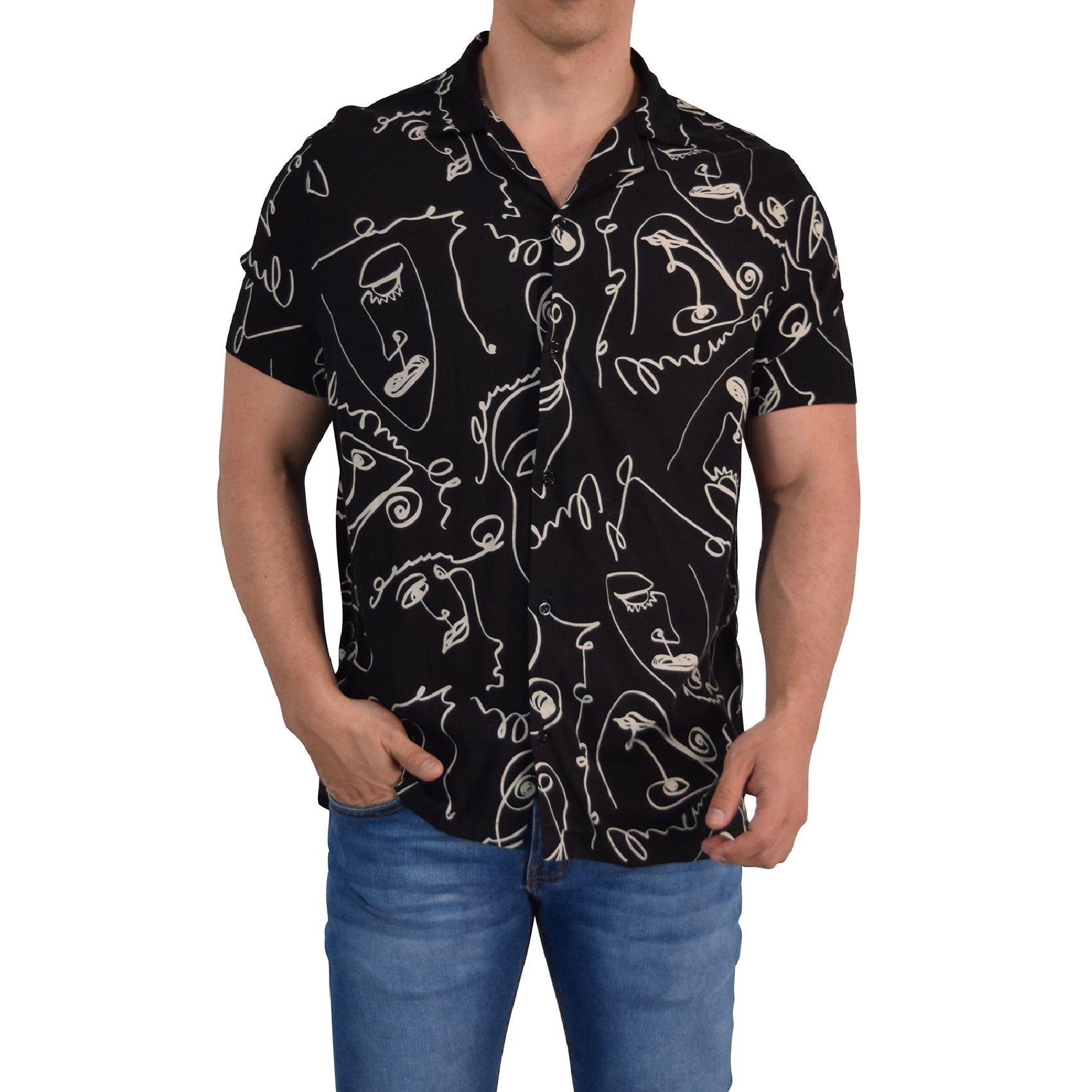 Camisa Resort Manga Corta Relaxed Fit One Liner