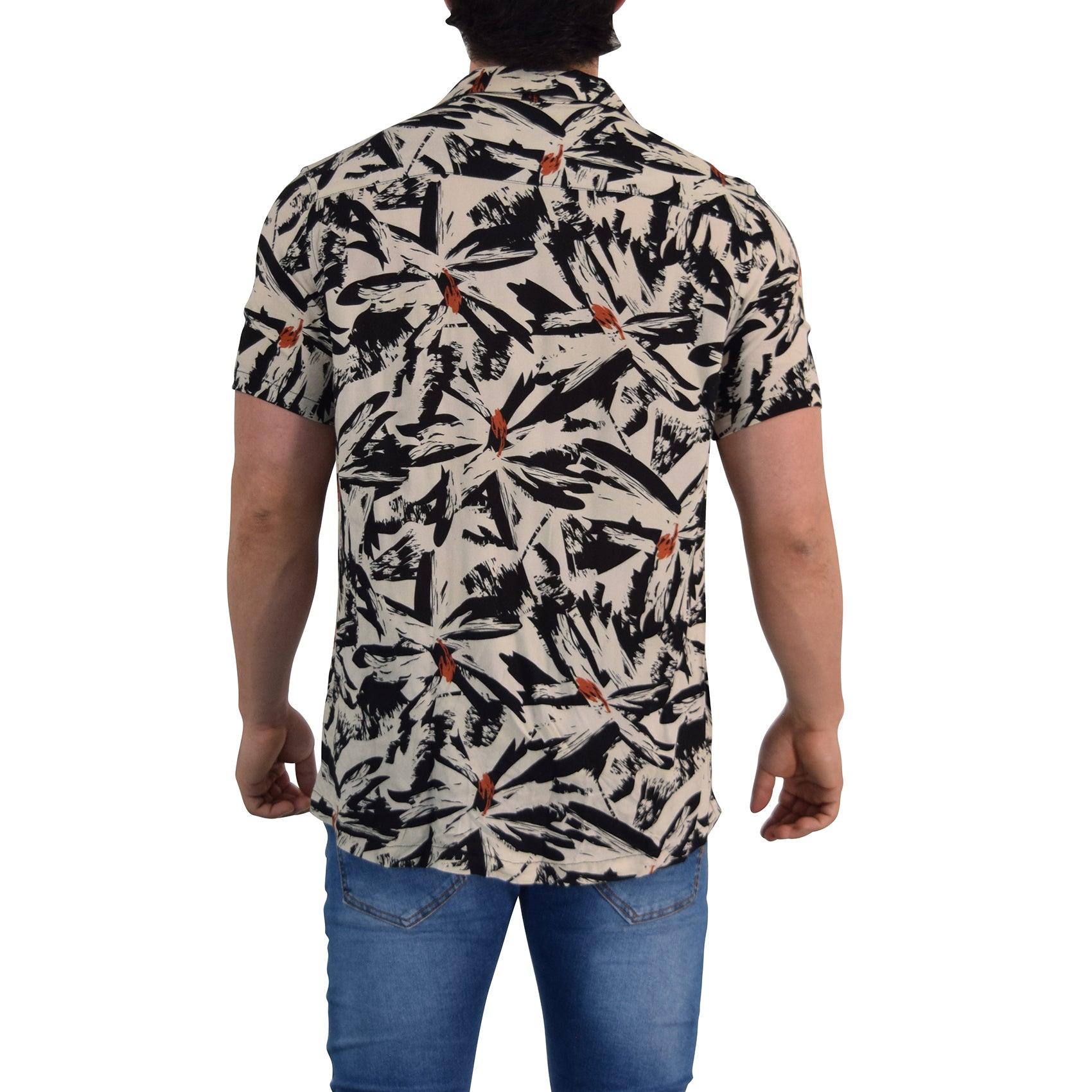Camisa Resort Manga Corta Relaxed Fit Cream Flower
