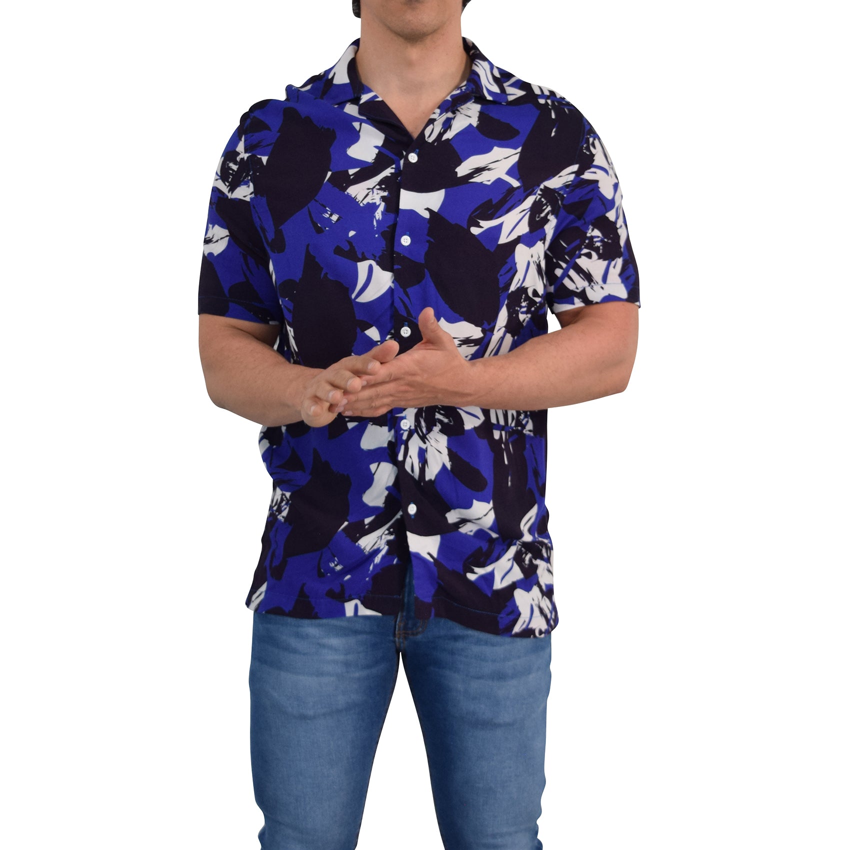 Camisa Resort Manga Corta Relaxed Fit Brushed Blue