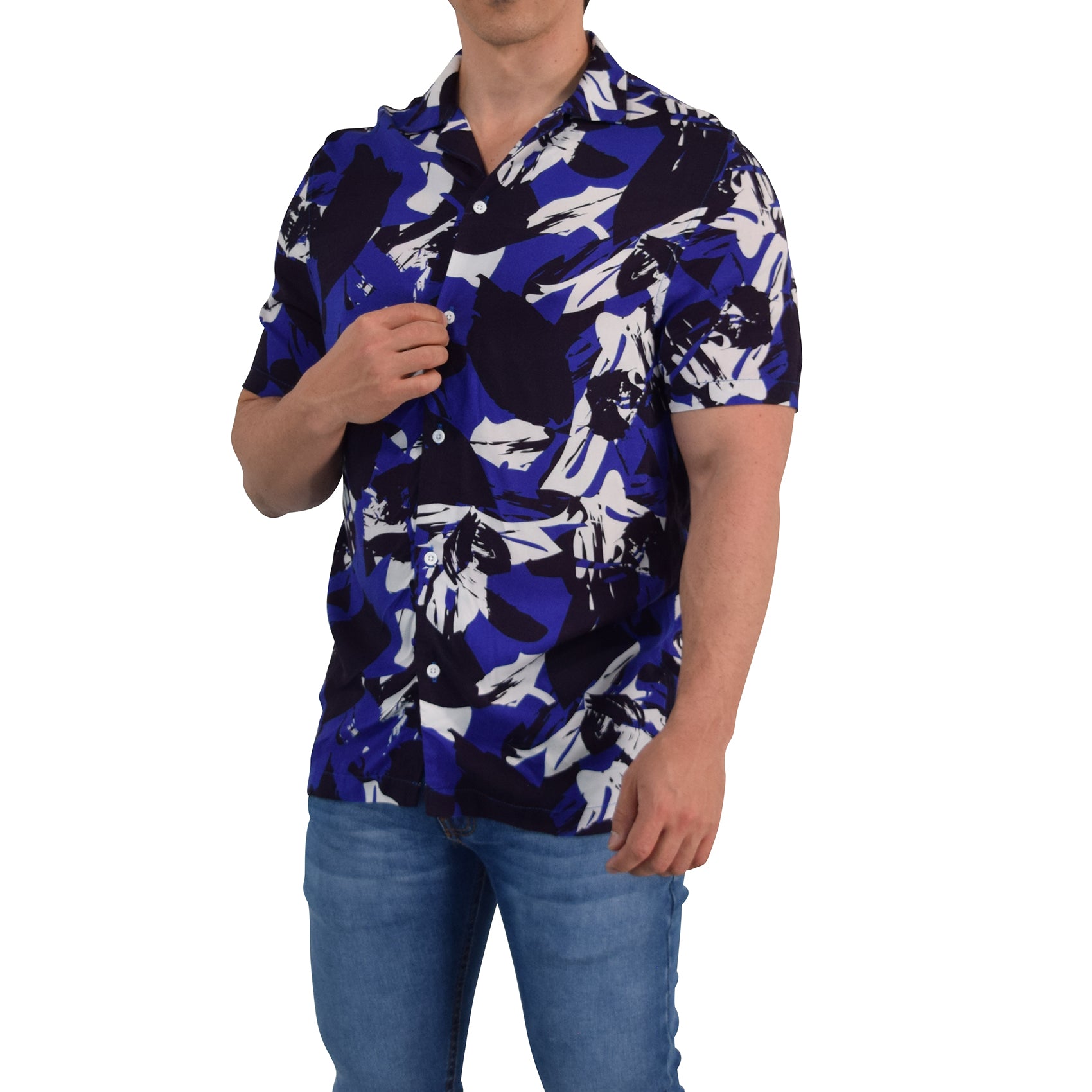 Camisa Resort Manga Corta Relaxed Fit Brushed Blue