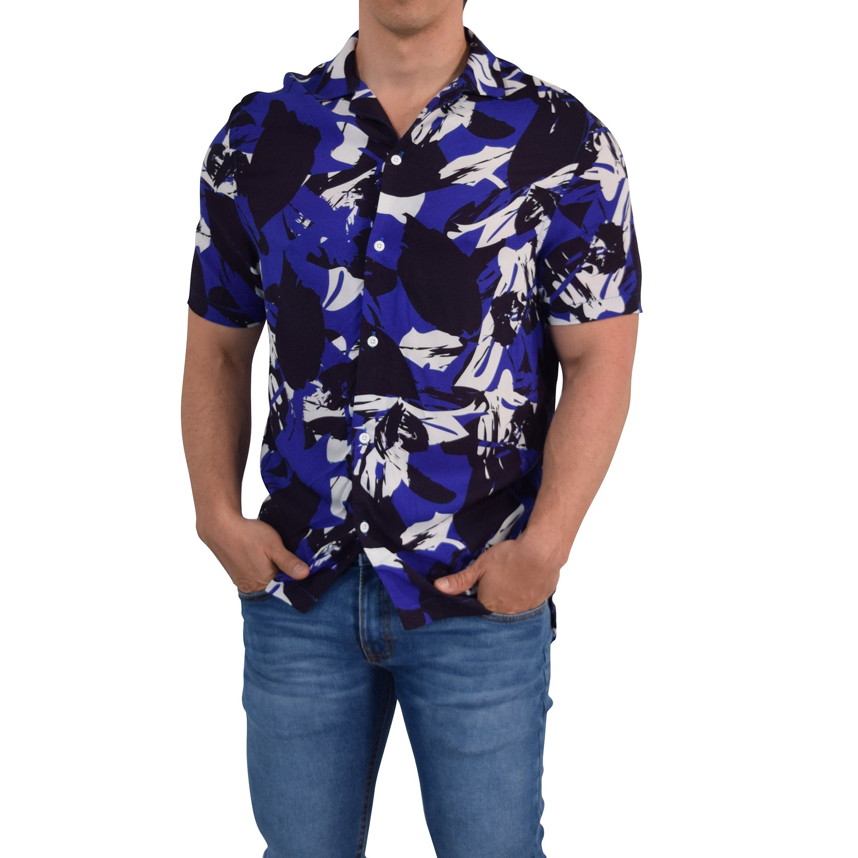 Camisa Resort Manga Corta Relaxed Fit Brushed Blue