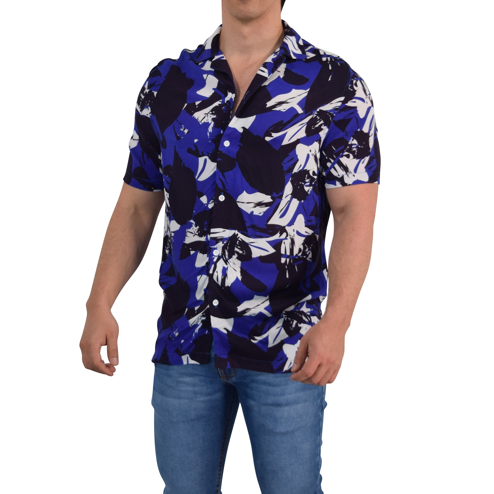 Camisa Resort Manga Corta Relaxed Fit Brushed Blue