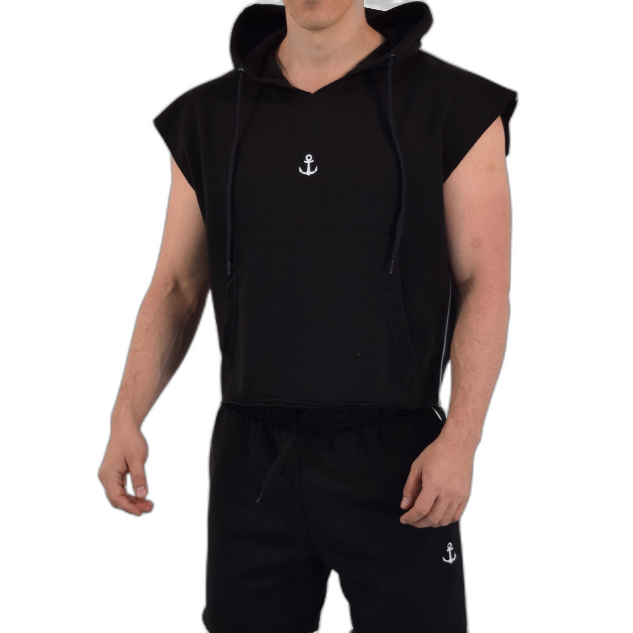 Cropped Hoodie Sleeveless Heavyweight Champ Black