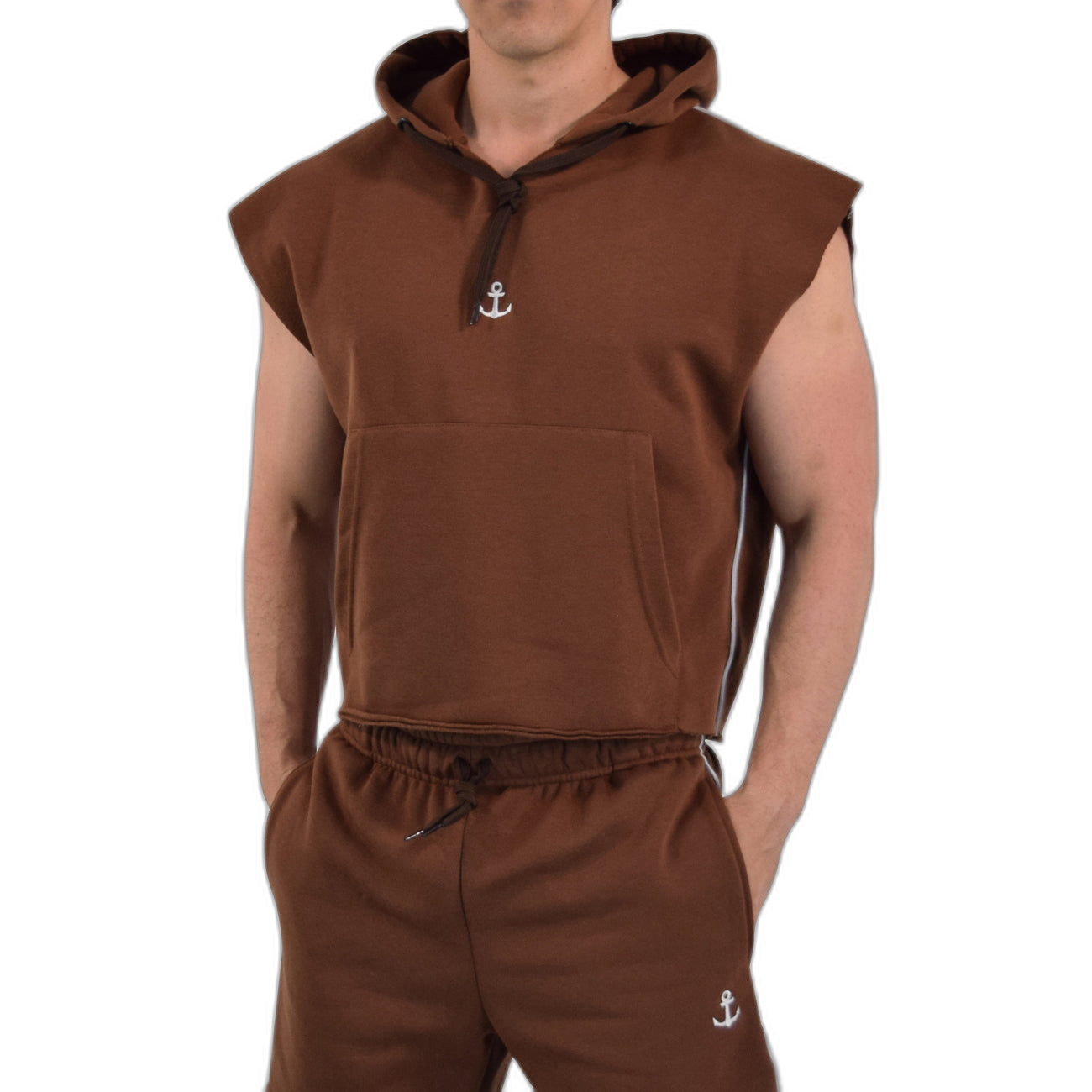 Cropped Hoodie Sleeveless Heavyweight Champ Brown