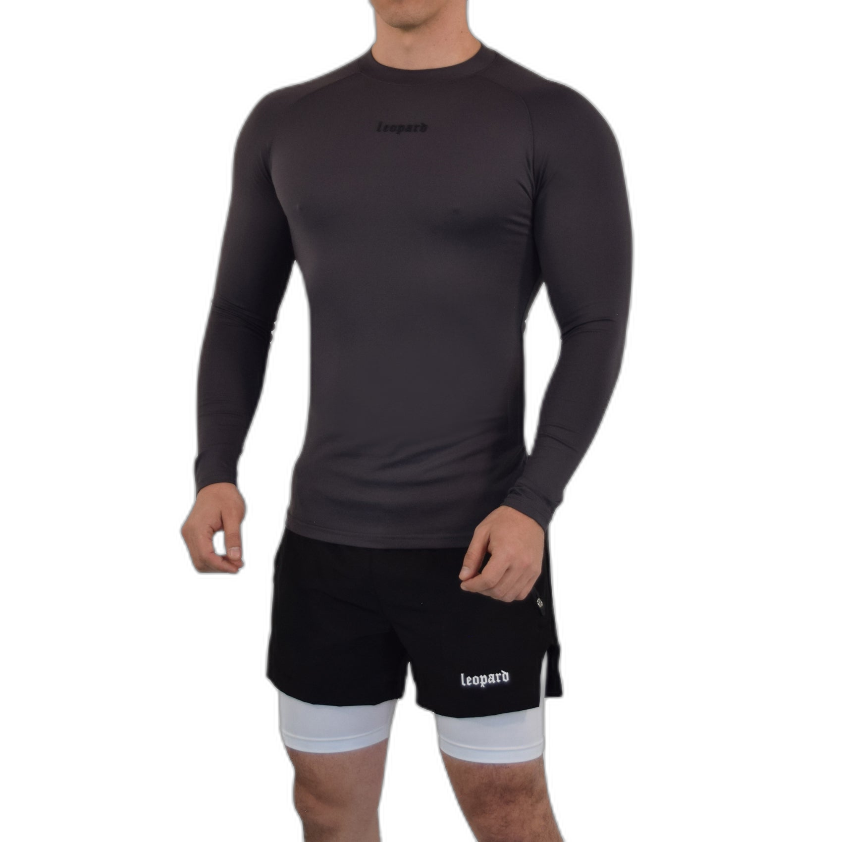Speed Compression Long Sleeve T-Shirt Dark Gray Logo Black
